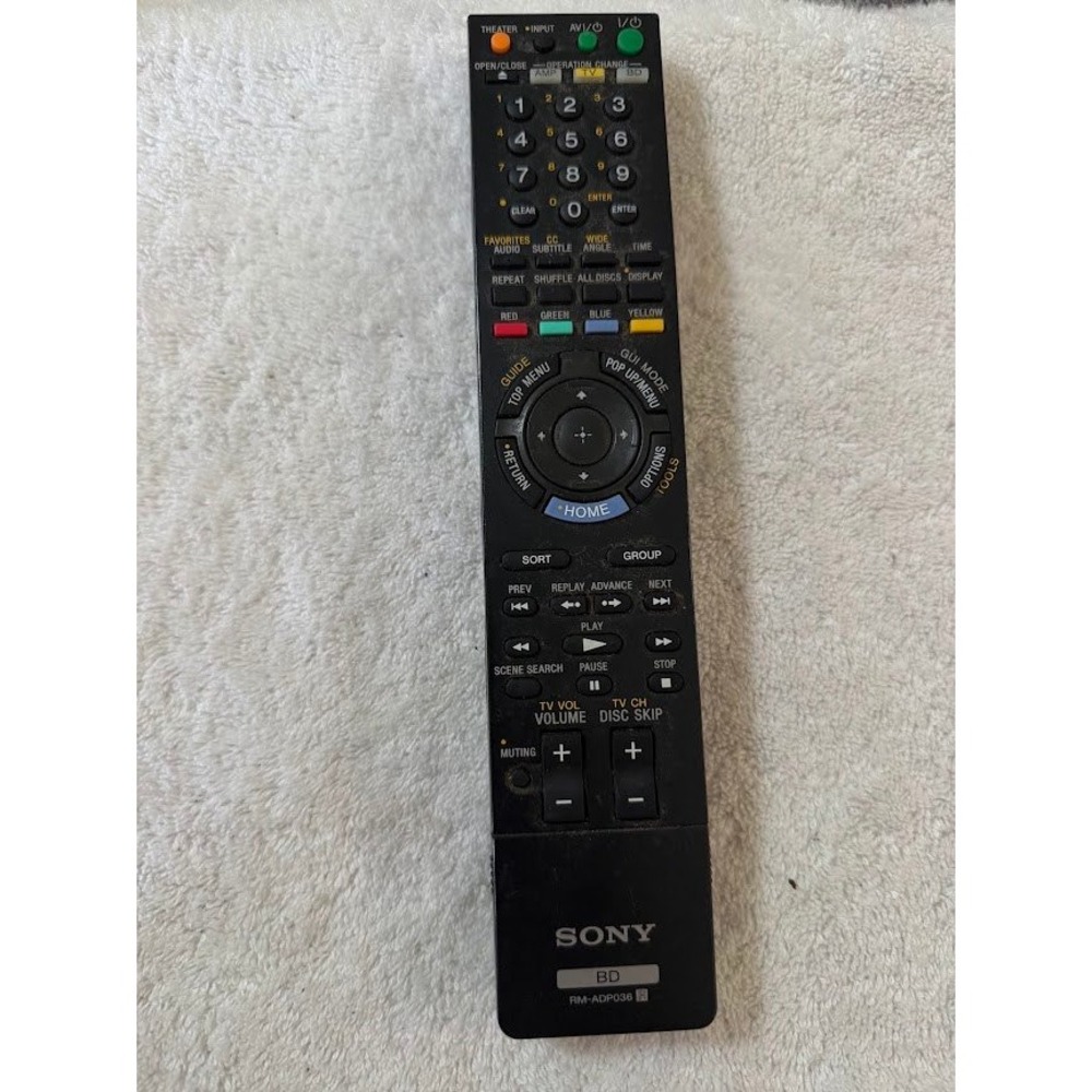 Sony RM-ADP036 Remote Control for Blu-ray Disc Home Theater System Black OEM